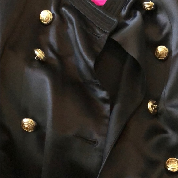 Balmain H&M Silk Jacket in Black Gold Buttons SZ 2 - Picture 7 of 9